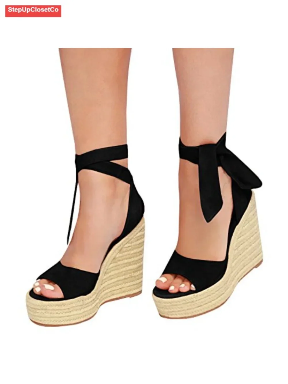 Espadrille Wedge Sandals Platform Lace Up Ankle Strap Summer Dress Shoes